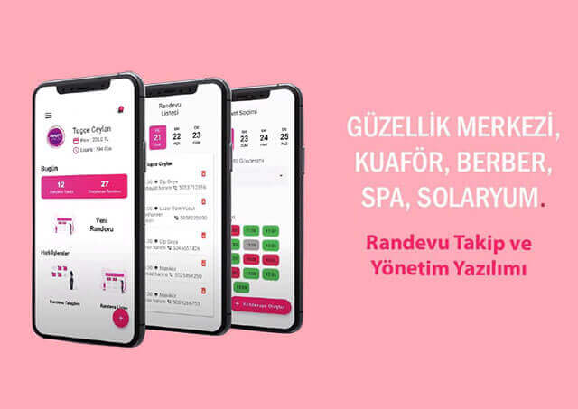 Online randevu sistemi Salon Randevu'nun mobil mockup'ı.